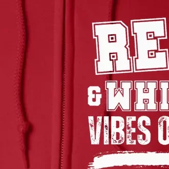 Red And White Game Day High School Football Full Zip Hoodie