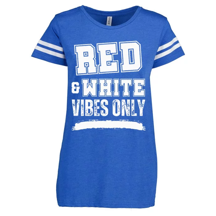 Red And White Game Day High School Football Enza Ladies Jersey Football T-Shirt