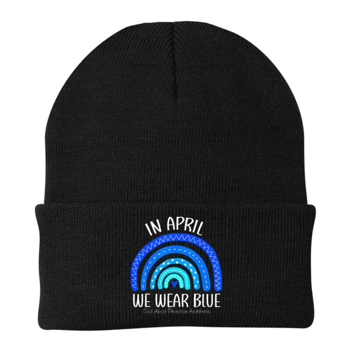 Rainbow April We Wear Blue Child Abuse Prevention Awareness Knit Cap Winter Beanie