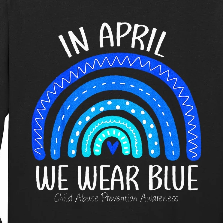 Rainbow April We Wear Blue Child Abuse Prevention Awareness Tall Long Sleeve T-Shirt