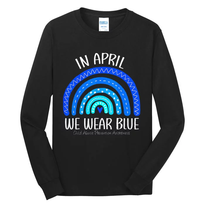 Rainbow April We Wear Blue Child Abuse Prevention Awareness Tall Long Sleeve T-Shirt