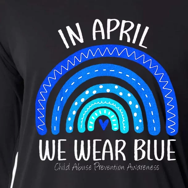 Rainbow April We Wear Blue Child Abuse Prevention Awareness Cooling Performance Long Sleeve Crew