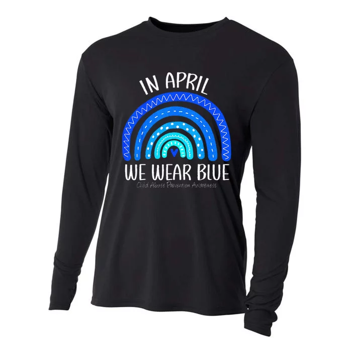 Rainbow April We Wear Blue Child Abuse Prevention Awareness Cooling Performance Long Sleeve Crew