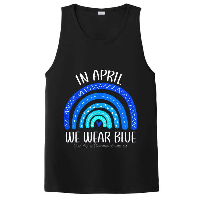 Rainbow April We Wear Blue Child Abuse Prevention Awareness Performance Tank