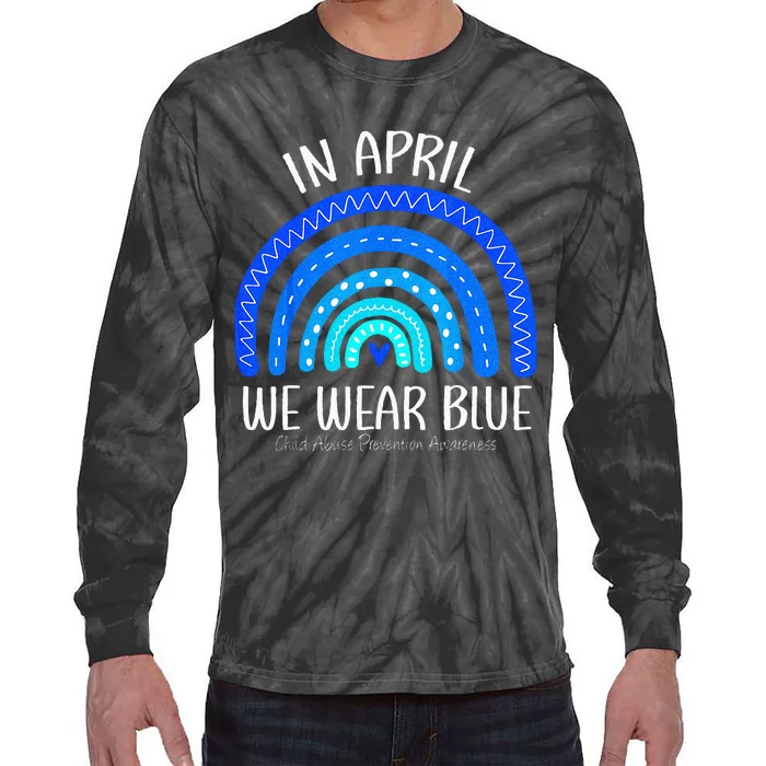 Rainbow April We Wear Blue Child Abuse Prevention Awareness Tie-Dye Long Sleeve Shirt