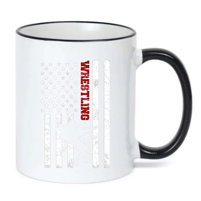 Retro American Wrestling Apparel US Flag Wrestling Black Color Changing Mug