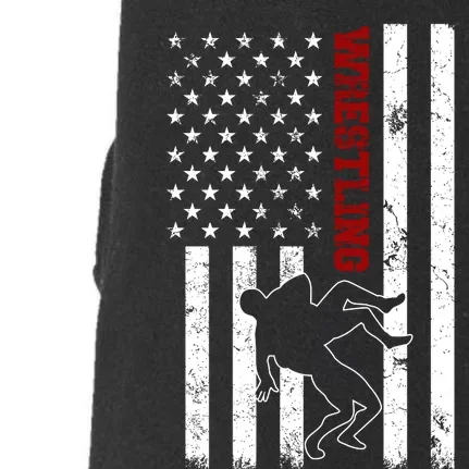 Retro American Wrestling Apparel US Flag Wrestling Doggie 3-End Fleece Hoodie