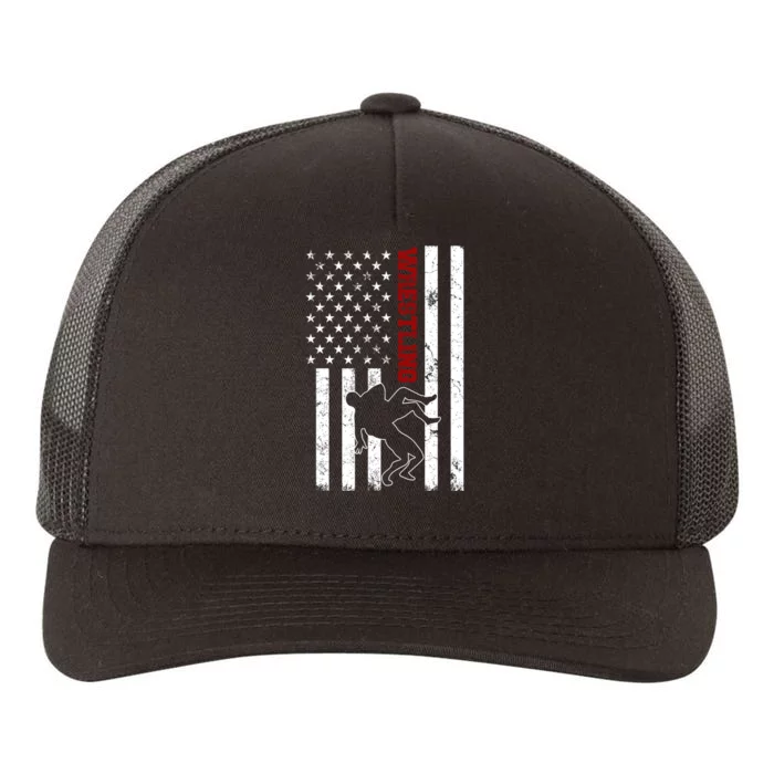 Retro American Wrestling Apparel US Flag Wrestling Yupoong Adult 5-Panel Trucker Hat