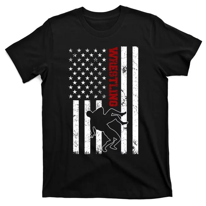 Retro American Wrestling Apparel US Flag Wrestling T-Shirt