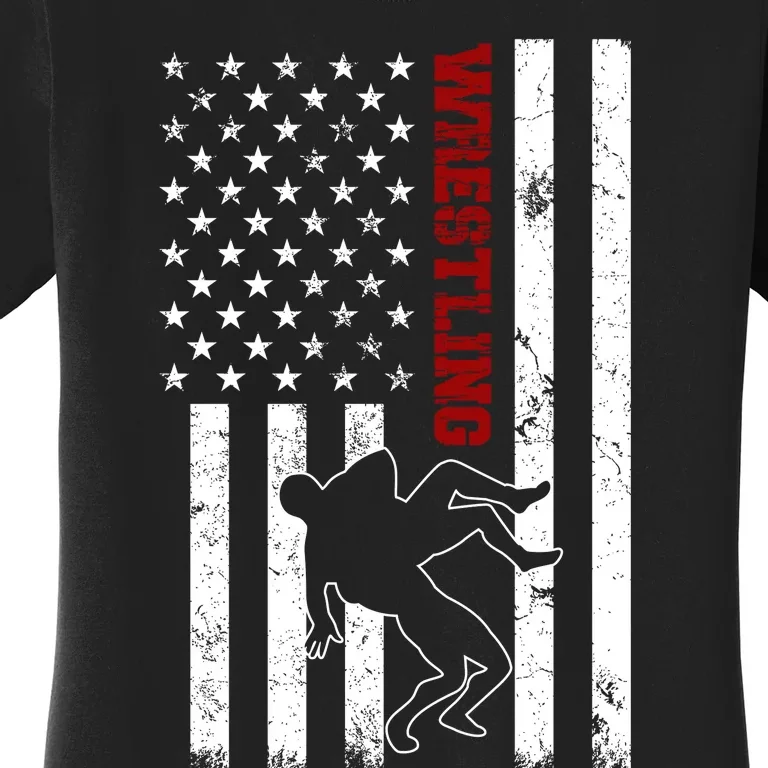 Retro American Wrestling Apparel US Flag Wrestling Women's T-Shirt