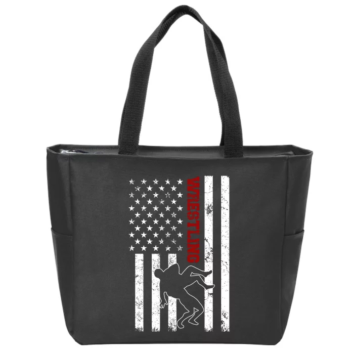 Retro American Wrestling Apparel US Flag Wrestling Zip Tote Bag