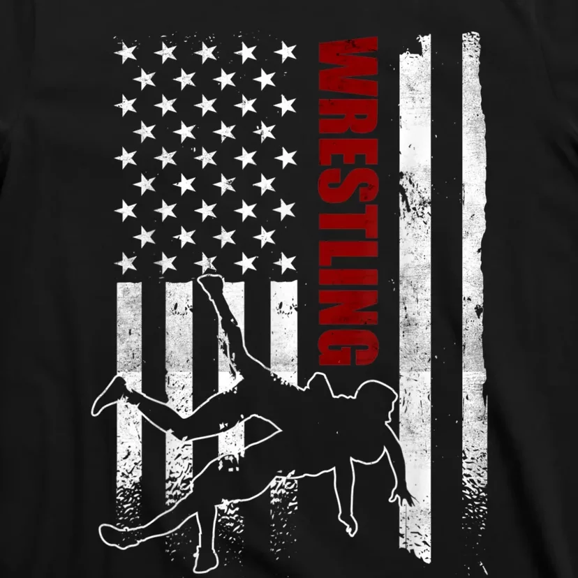 Retro American Wrestling Apparel US Flag Wrestling T-Shirt