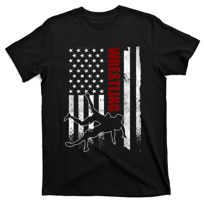 Retro American Wrestling Apparel US Flag Wrestling T-Shirt