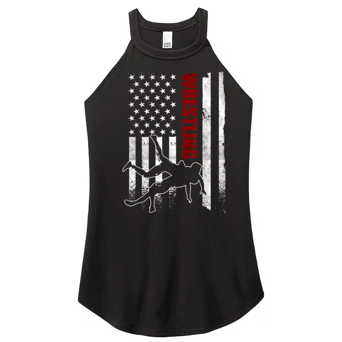 Retro American Wrestling Apparel US Flag Wrestling Women’s Perfect Tri Rocker Tank