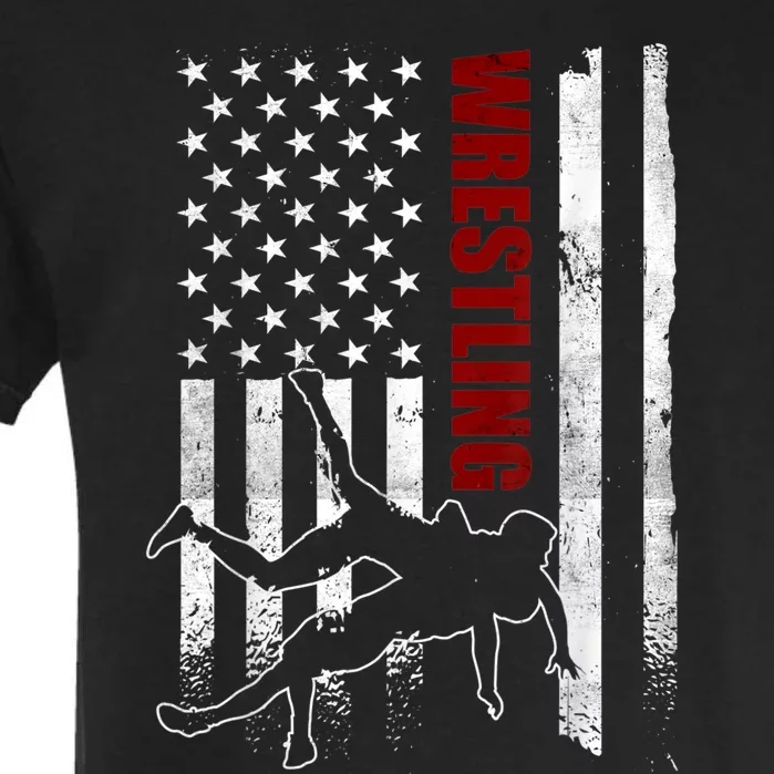 Retro American Wrestling Apparel US Flag Wrestling TShirt Garment-Dyed Heavyweight T-Shirt