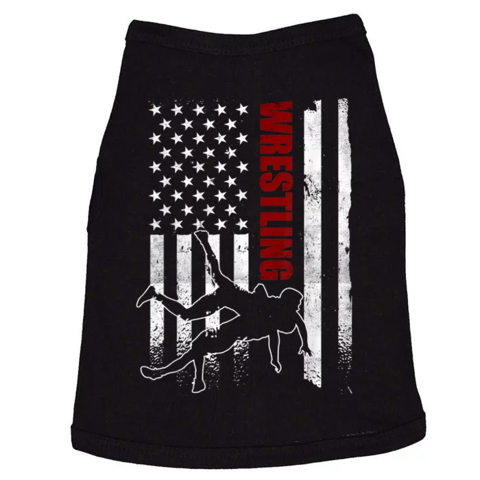 Retro American Wrestling Apparel US Flag Wrestling TShirt Doggie Tank