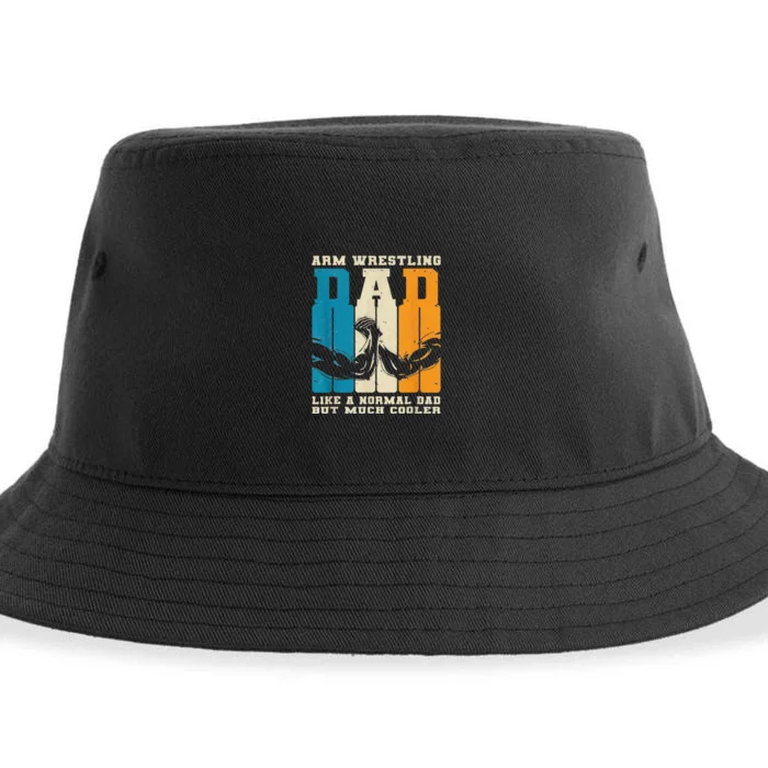 Retro Arm Wrestling Dad Normal Dad But Cooler Armwrestling Sustainable Bucket Hat