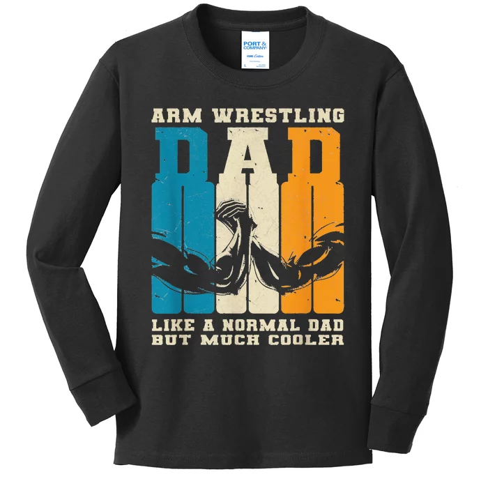 Retro Arm Wrestling Dad Normal Dad But Cooler Armwrestling Kids Long Sleeve Shirt