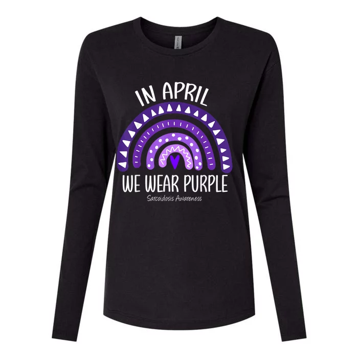 Rainbow April We Wear Purple Sarcoidosis Awareness Month Gift Womens Cotton Relaxed Long Sleeve T-Shirt