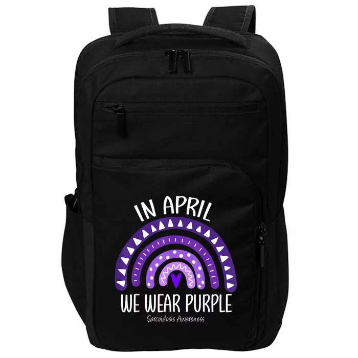 Rainbow April We Wear Purple Sarcoidosis Awareness Month Gift Impact Tech Backpack