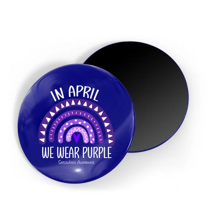 Rainbow April We Wear Purple Sarcoidosis Awareness Month Gift Magnet