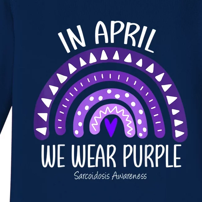 Rainbow April We Wear Purple Sarcoidosis Awareness Month Gift Baby Long Sleeve Bodysuit