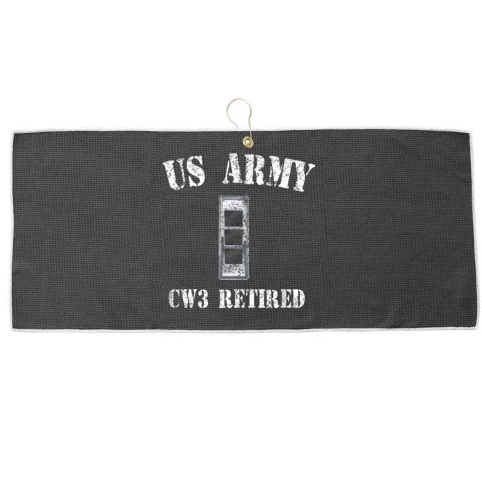 Retired Army Warrant Officer CW3 Veteran Vintage Large Microfiber Waffle Golf Towel