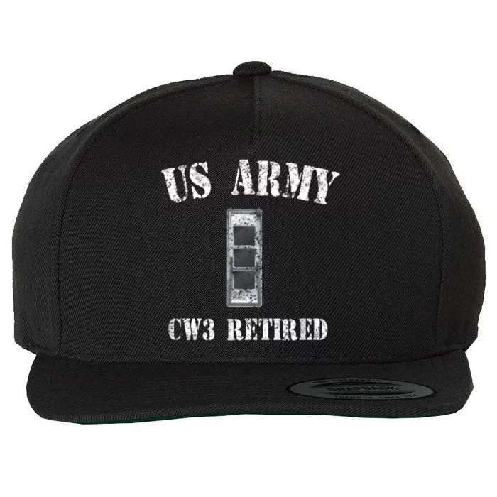 Retired Army Warrant Officer CW3 Veteran Vintage Wool Snapback Cap