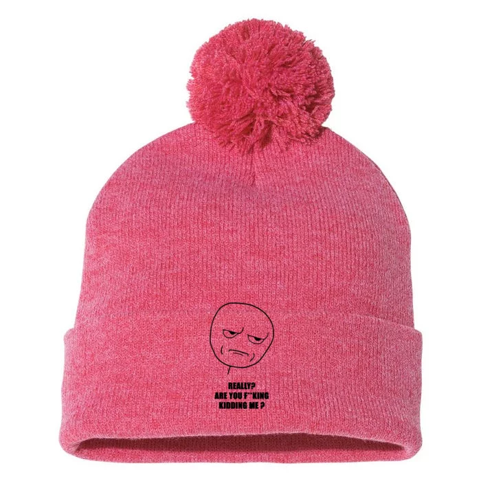 Really Are You Fking Kidding Me Pom Pom 12in Knit Beanie