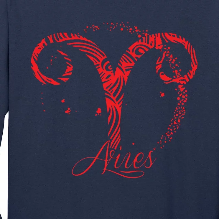 Red Aries Zodiac Sign Birthday Stars March April Horoscope Tall Long Sleeve T-Shirt