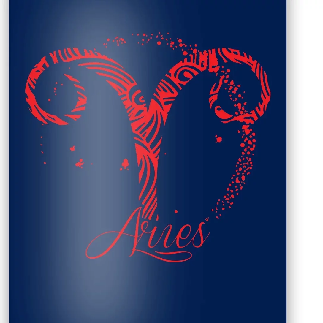 Red Aries Zodiac Sign Birthday Stars March April Horoscope Poster