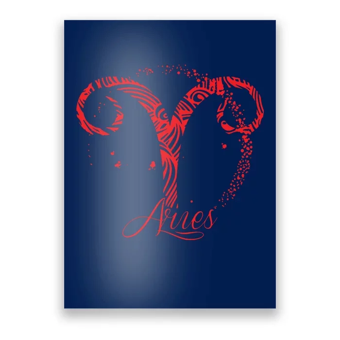 Red Aries Zodiac Sign Birthday Stars March April Horoscope Poster