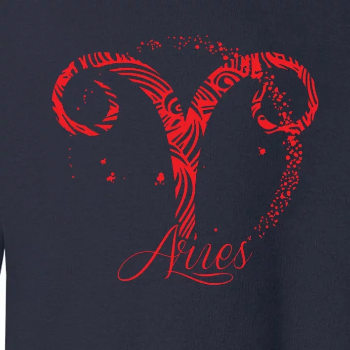 Red Aries Zodiac Sign Birthday Stars March April Horoscope Toddler Sweatshirt