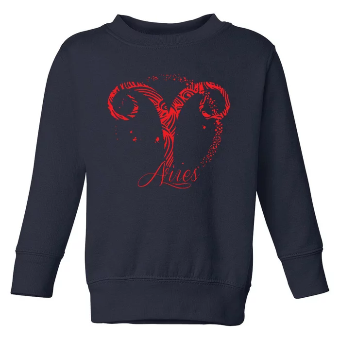 Red Aries Zodiac Sign Birthday Stars March April Horoscope Toddler Sweatshirt