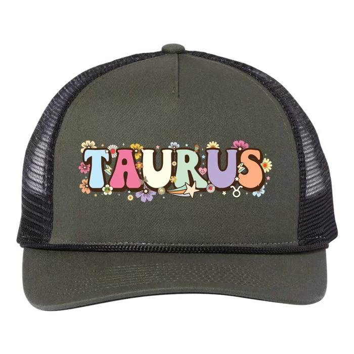 Retro Astrology Zodiac Sign April Or May Birthday Taurus Retro Rope Trucker Hat Cap