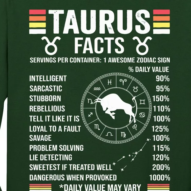 Retro Astrology Zodiac Sign April Or May Birthday Taurus Tall Long Sleeve T-Shirt