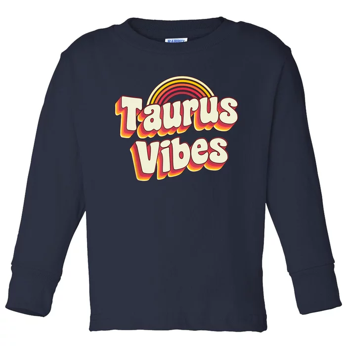 Retro Astrology Zodiac Sign April Or May Birthday Taurus Toddler Long Sleeve Shirt