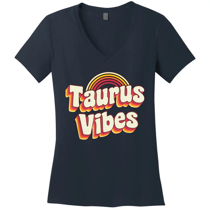 Retro Astrology Zodiac Sign April Or May Birthday Taurus Women's V-Neck T-Shirt