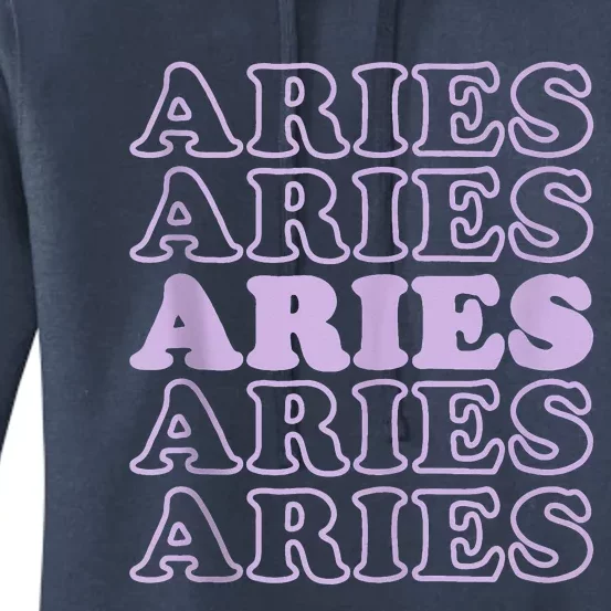 Retro Aries Zodiac Birthday Purple Lilac Lavender March Cute Women's Pullover Hoodie