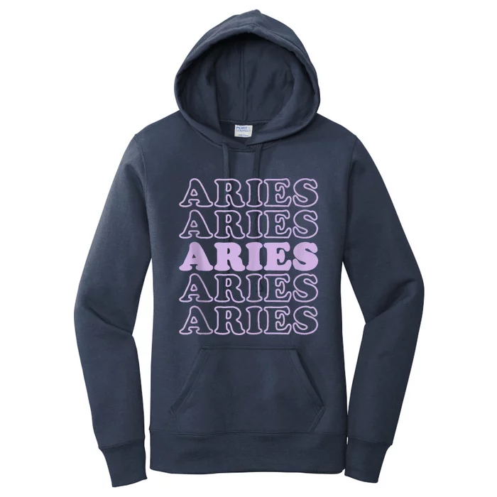 Retro Aries Zodiac Birthday Purple Lilac Lavender March Cute Women's Pullover Hoodie