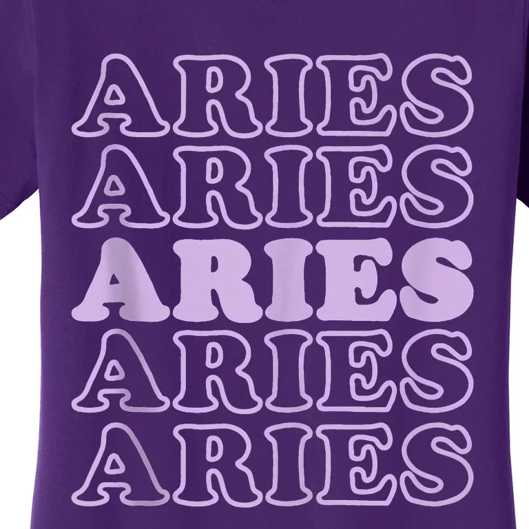 Retro Aries Zodiac Birthday Purple Lilac Lavender March Cute Women's T-Shirt