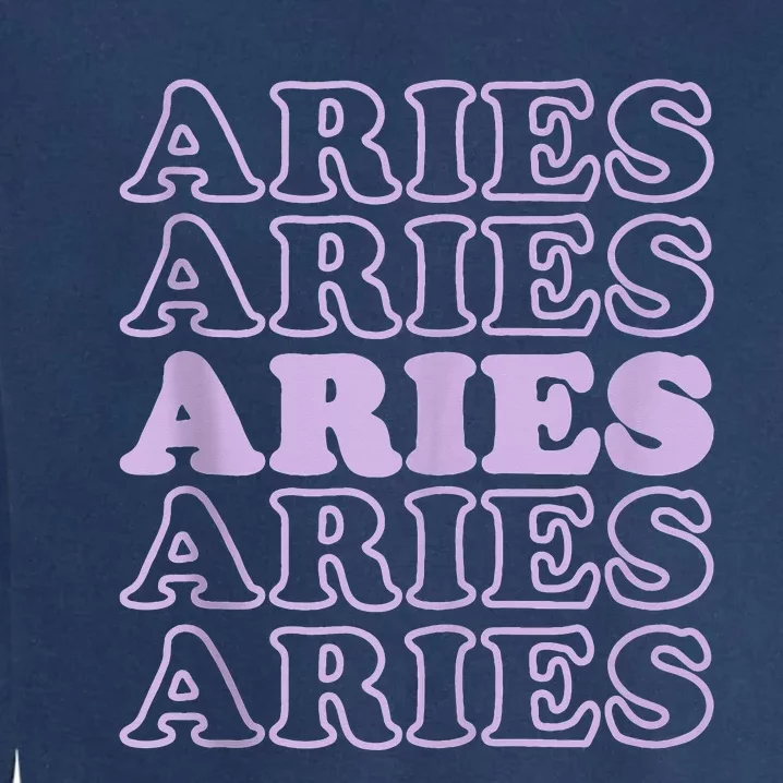 Retro Aries Zodiac Birthday Purple Lilac Lavender March Cute Garment-Dyed Sweatshirt