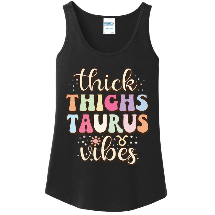 Retro Astrology Zodiac sign April or May birthday Taurus Ladies Essential Tank