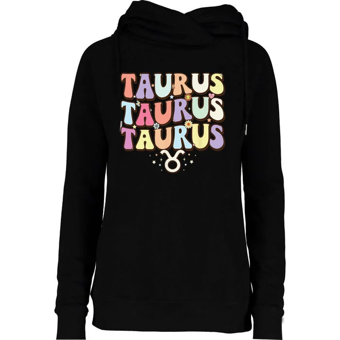 Retro Astrology Zodiac sign April or May birthday Taurus Womens Funnel Neck Pullover Hood