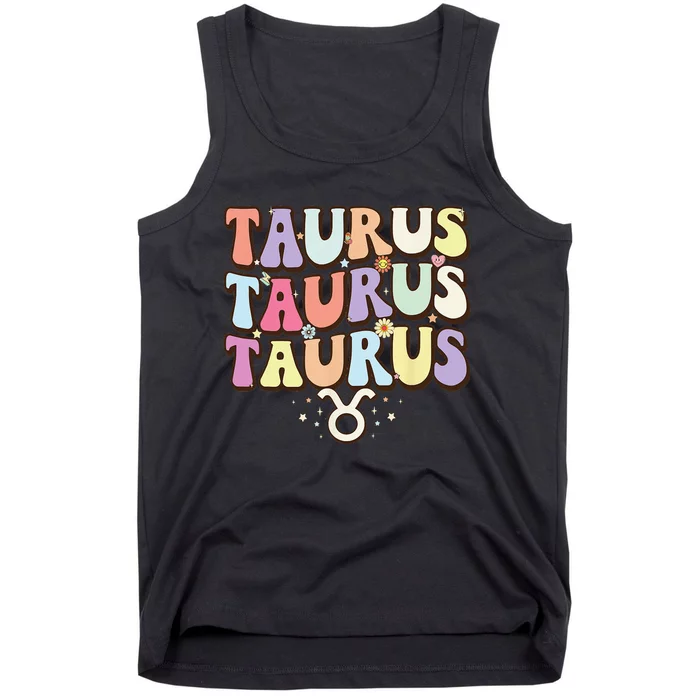 Retro Astrology Zodiac sign April or May birthday Taurus Tank Top