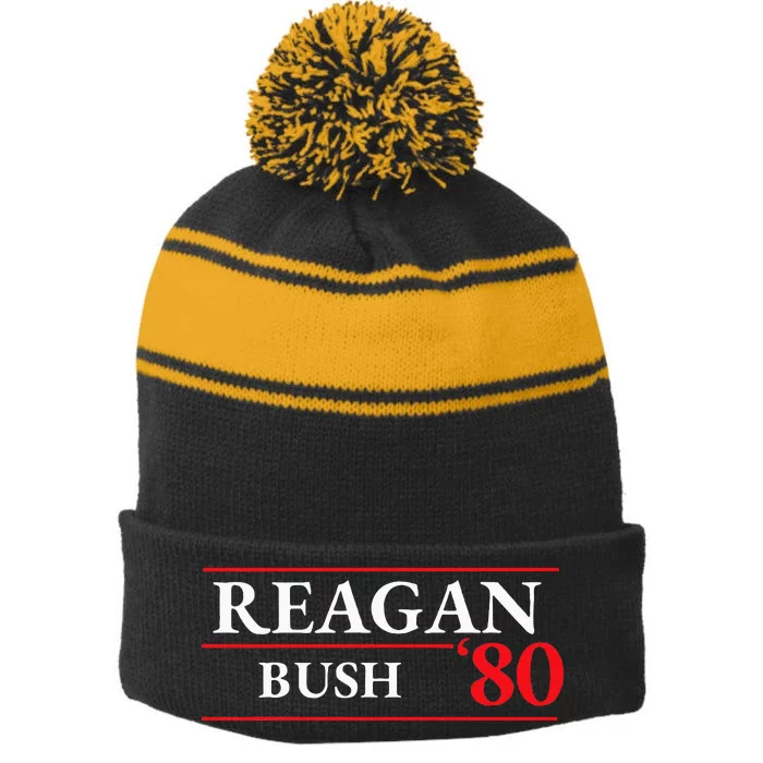 Reagan Bush 1980 Presidential Election Stripe Pom Pom Beanie