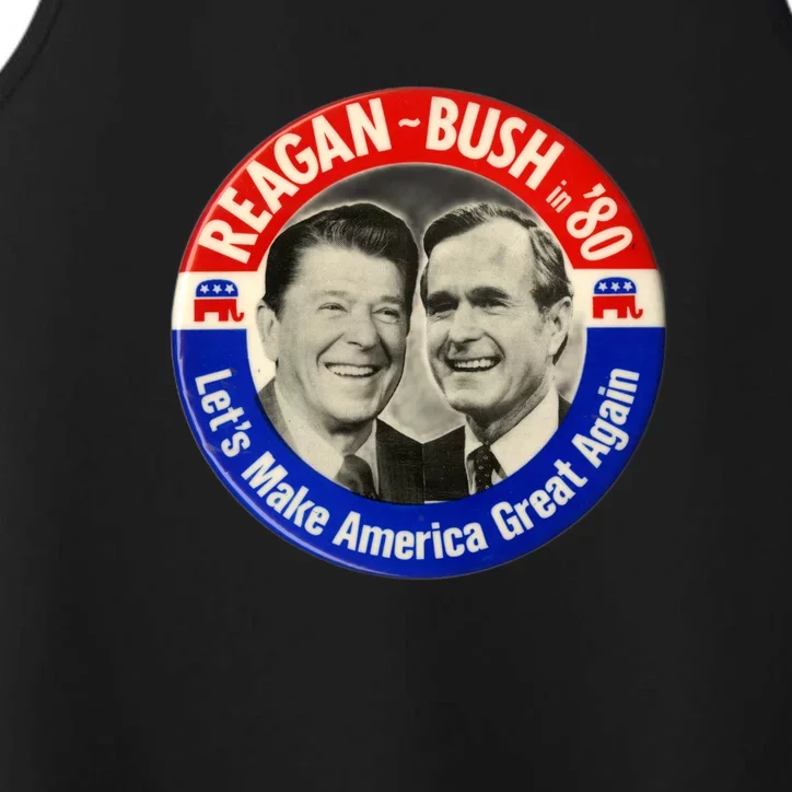 Reagan Bush 1980 Let's Make America Great Again Performance Tank