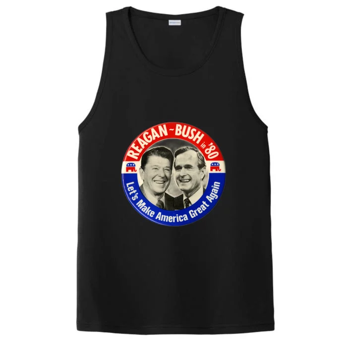 Reagan Bush 1980 Let's Make America Great Again Performance Tank