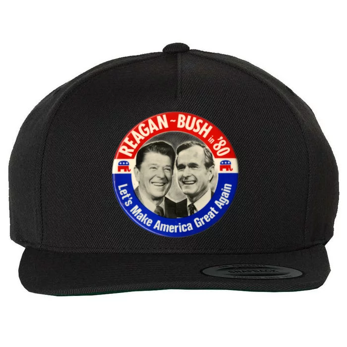 Reagan Bush 1980 Let's Make America Great Again Wool Snapback Cap