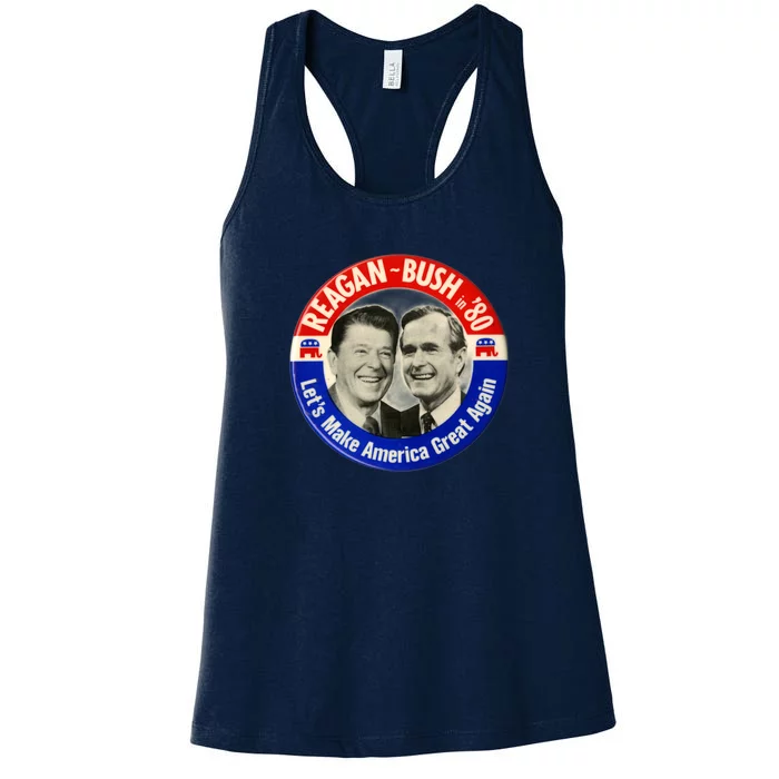 Reagan Bush 1980 Let's Make America Great Again Women's Racerback Tank